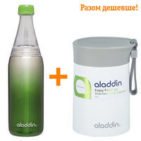 Комплект Aladdin бутылка для воды Active Fresco 0.6 л зеленая + пищевой термос Enjoy Food 0.4 л