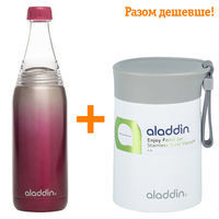 Комплект Aladdin бутылка для воды Active Fresco 0.6 л малиновая + пищевой термос Enjoy Food 0.4 л