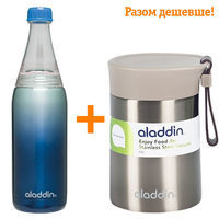 Комплект Aladdin бутылка для воды Active Fresco 0.6 л синяя + пищевой термос Enjoy Food 0.4 л